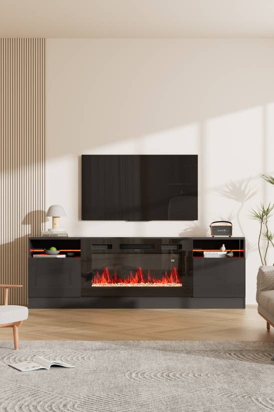 Recessed Electric Fireplace TV Stand with Remote Control
