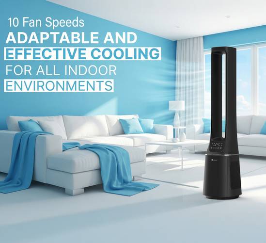 PureMate 2-in-1 Bladeless Tower Fan & Air Purifier (Matte Black) | 10-Speed Oscillating Cooling Fan with True HEPA Filter