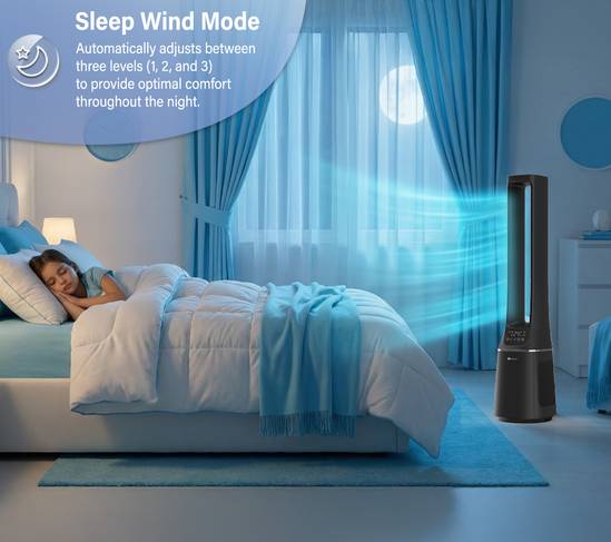 PureMate 2-in-1 Bladeless Tower Fan & Air Purifier (Matte Black) | 10-Speed Oscillating Cooling Fan with True HEPA Filter