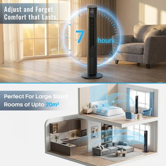 43-Inch Oscillating Tower Fan – Black