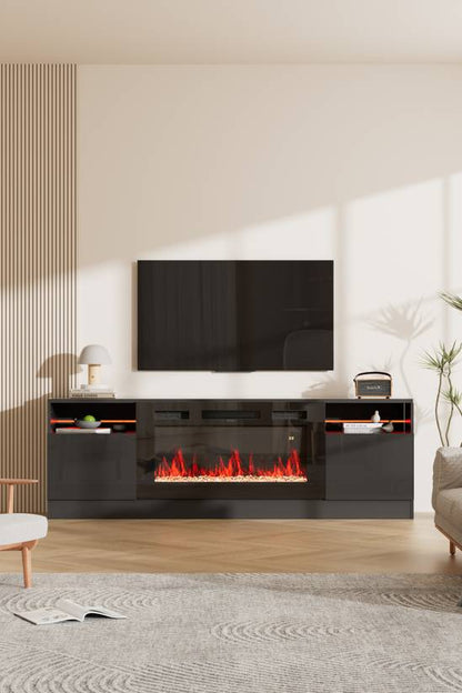 Recessed Electric Fireplace TV Stand with Remote Control