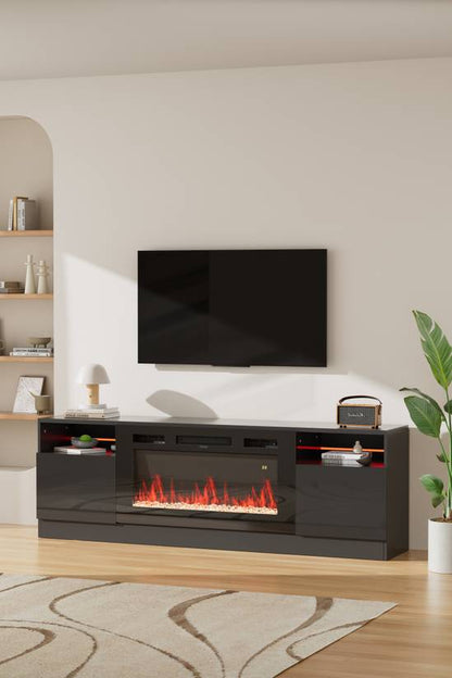 Recessed Electric Fireplace TV Stand with Remote Control