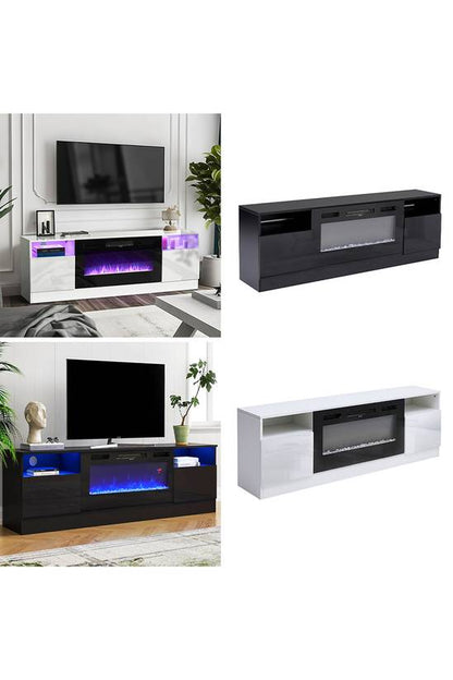 Recessed Electric Fireplace TV Stand with Remote Control