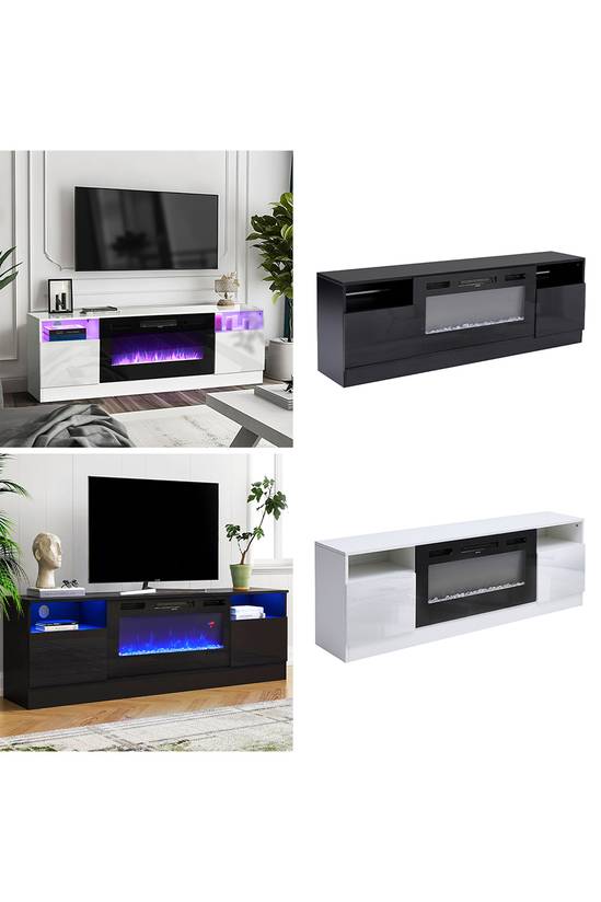 Recessed Electric Fireplace TV Stand with Remote Control