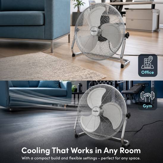 20" Heavy Duty Floor Fan with 3 Speeds, Adjustable Head