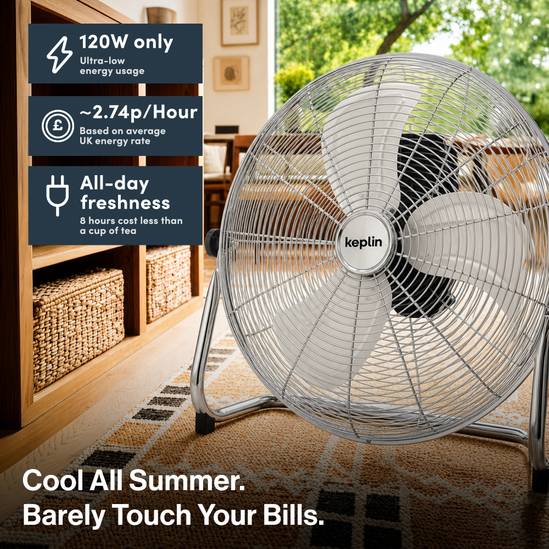 20" Heavy Duty Floor Fan with 3 Speeds, Adjustable Head
