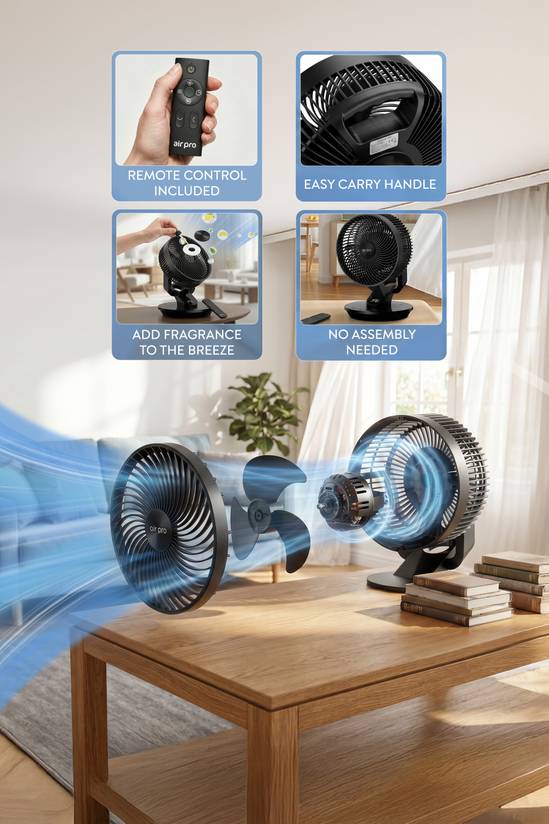 10" Desk Fan SmartVoice & Remote Control - 12H Timer- 6 Speeds