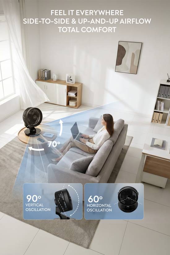 10" Desk Fan SmartVoice & Remote Control - 12H Timer- 6 Speeds