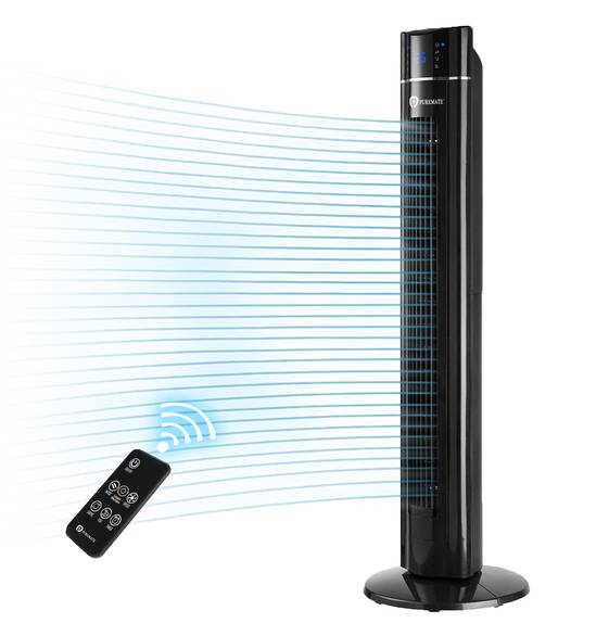PureMate 43-inch Tower Fan with Air Purifier & Aroma Function, 3 Speed Settings, Large LED Display, 8-Hour Timer, Oscillating Portable Electric Floor Bladeless Fan for Bedroom, Home & Office