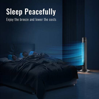 PureMate 43-inch Tower Fan with Air Purifier & Aroma Function, 3 Speed Settings, Large LED Display, 8-Hour Timer, Oscillating Portable Electric Floor Bladeless Fan for Bedroom, Home & Office