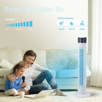 43" Oscillating Tower Fan with air Purifier and Aroma Function