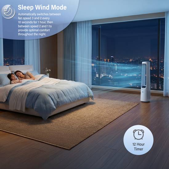 40" Bladeless Tower Fan with Energy-Saving 45W DC Motor