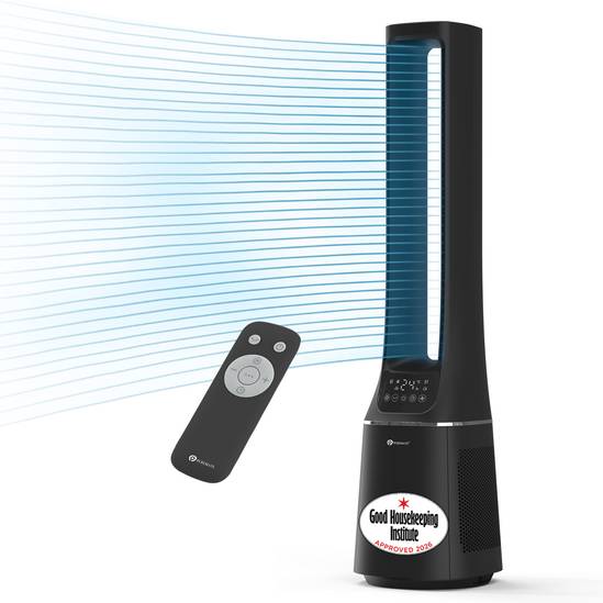PureMate 2-in-1 Bladeless Tower Fan & Air Purifier (Matte Black) | 10-Speed Oscillating Cooling Fan with True HEPA Filter