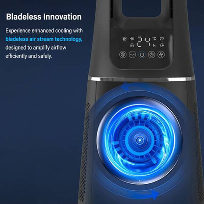 PureMate 2-in-1 Bladeless Tower Fan & Air Purifier (Matte Black) | 10-Speed Oscillating Cooling Fan with True HEPA Filter