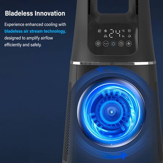 PureMate 2-in-1 Bladeless Tower Fan & Air Purifier (Matte Black) | 10-Speed Oscillating Cooling Fan with True HEPA Filter