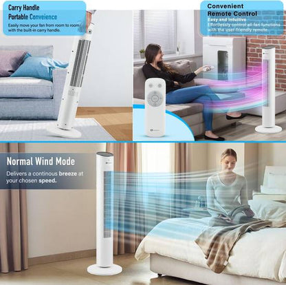 43-Inch Oscillating Tower Fan – White