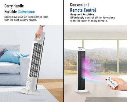 32-inch Oscillating Tower Fan with Timer, Sleep Mode and Remote Control