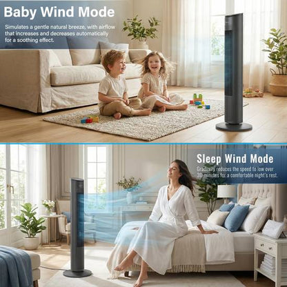 43-Inch Oscillating Tower Fan – Black