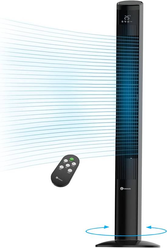 47-Inch DC Motor Tower Fan with Air Purifier, Oscillating Cooling Fan with 12 Speeds & SLEEP Mode