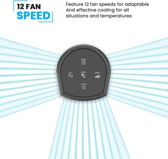 47-Inch DC Motor Tower Fan with Air Purifier, Oscillating Cooling Fan with 12 Speeds & SLEEP Mode