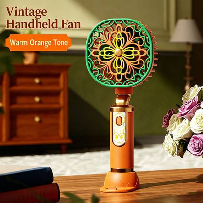 Floral Retro Handheld Fan with Long Battery Life